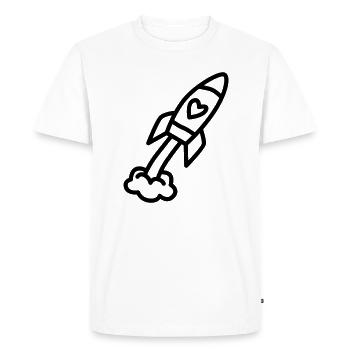 Une fusée avec un cœur prend son envol - T-shirt Premium bio Homme - blanc - Devant - Nico (187cm)