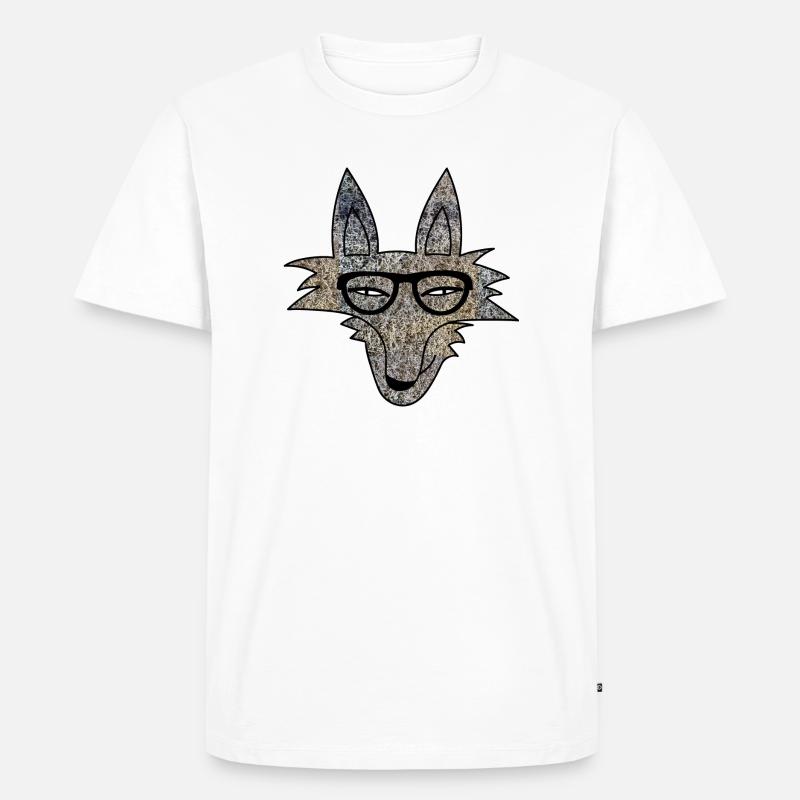 Hipster Wolf - Männer Premium Bio T-Shirt - Weiß