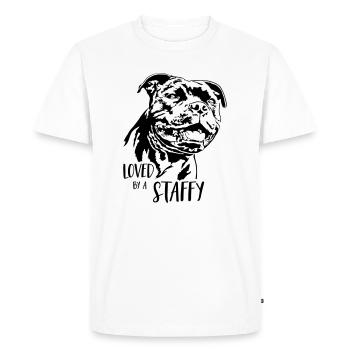 STAFFORDSHIRE BULL TERRIER Staffy Wilsigns - T-shirt Premium bio Homme - blanc - Devant - Nico (187cm)
