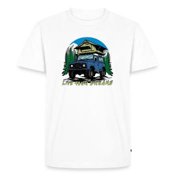 Landy Camping Dachzelt Tente de toit Live Your Dreams - T-shirt Premium bio Homme - blanc - Devant - Nico (187cm)