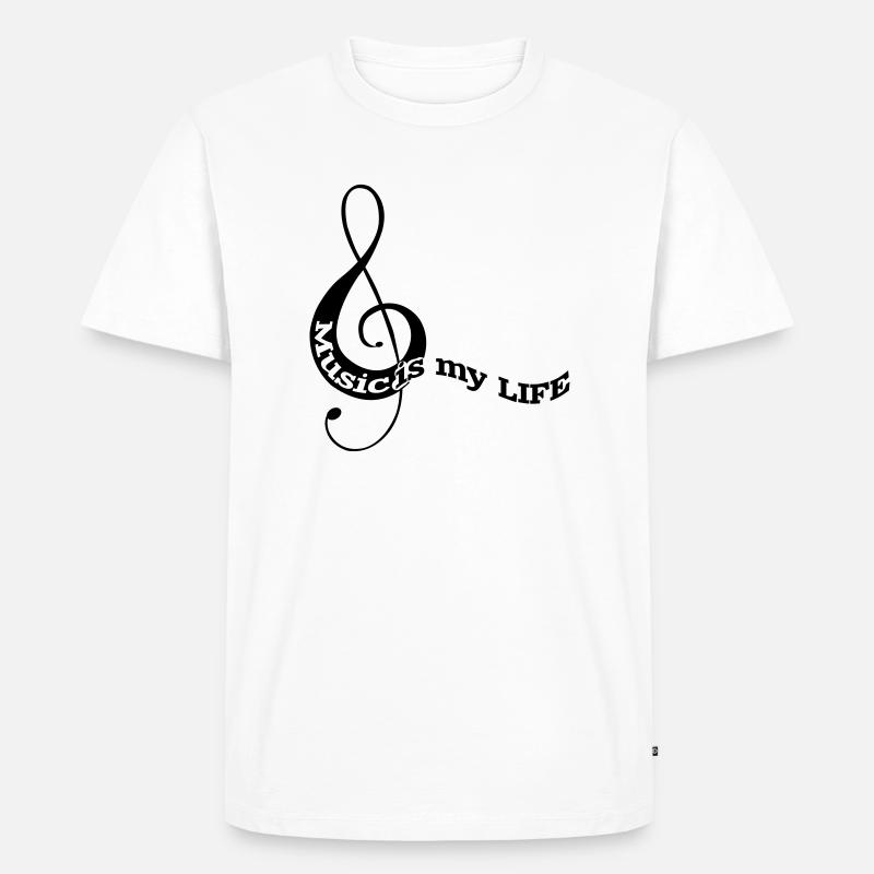 musiknote03 - Männer Premium Bio T-Shirt - Weiß
