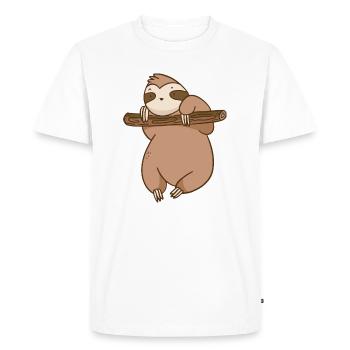 Drôle de paresseux qui fait des tractions - T-shirt Premium bio Homme - blanc - Devant - Nico (187cm)