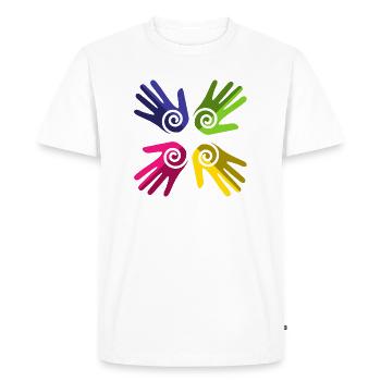 Pride Regenbogenfahne LGBT - Männer Premium Bio T-Shirt - Weiß - Vorne - Nico (187cm)