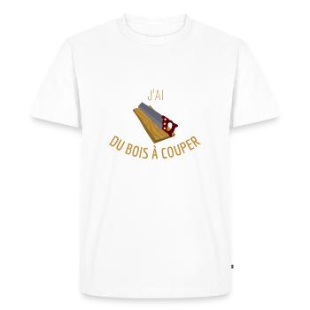J'Peux Pas J'Ai du Bois à Couper - T-shirt Premium bio Homme - blanc - Devant - Nico (187cm)