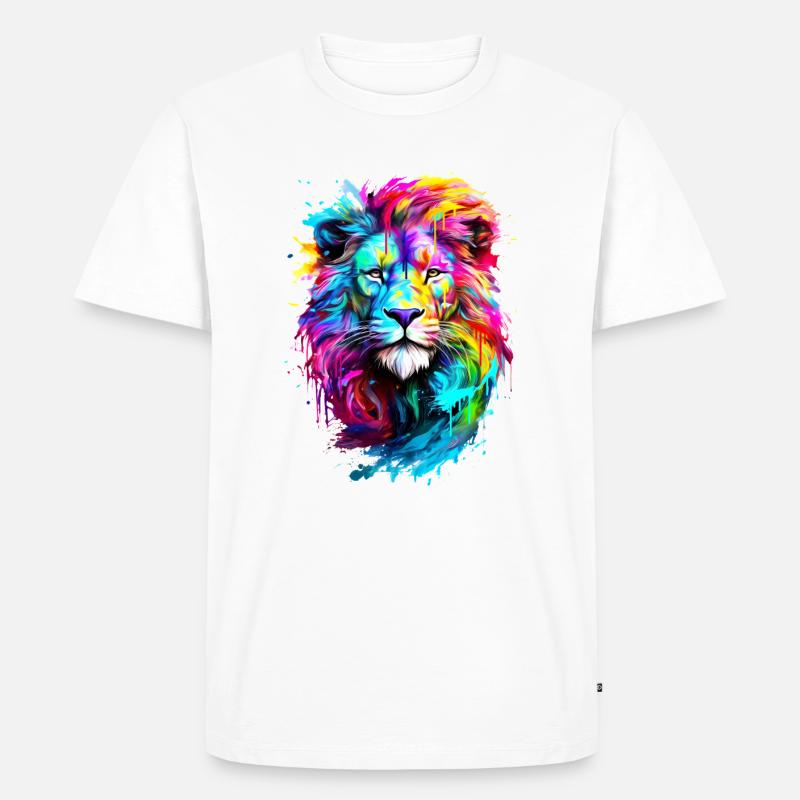 Bemalter Löwe - Männer Premium Bio T-Shirt - Weiß