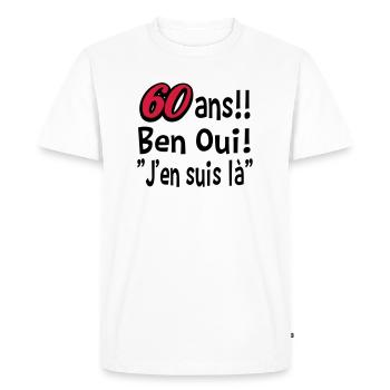 60 ans / anniversaire 60 ans / t-shirt 60 ans - T-shirt Premium bio Homme - blanc - Devant - Nico (187cm)