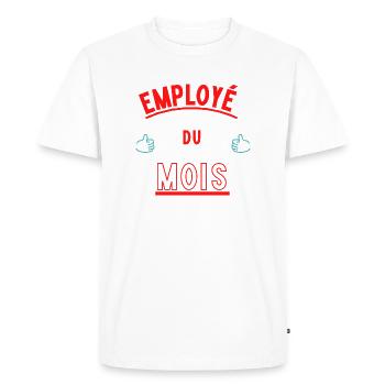 t-shirt employé du mois - T-shirt Premium bio Homme - blanc - Devant - Nico (187cm)