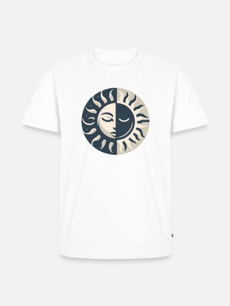 Sol & måne - Minimalistisk harmoni 2 - Herre Premium økologisk T-shirt - hvid
