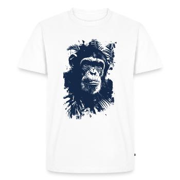 Chimpanzee Palm Trees Blueprint - Men's Premium Organic T-Shirt - white - Front - Nico (187cm)