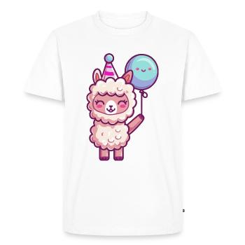 Bande dessinée d’anniversaire de lama d’alpaga - T-shirt Premium bio Homme - blanc - Devant - Nico (187cm)
