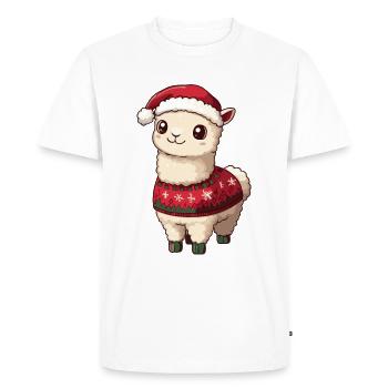 Alpaca Llama Christmas Comic - Men's Premium Organic T-Shirt - white - Front - Nico (187cm)
