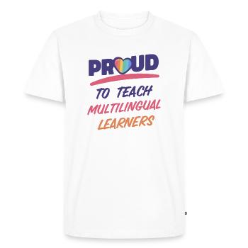 Proud to teach multilingual learners Mehrsprachig - Men's Premium Organic T-Shirt - white - Front - Nico (187cm)