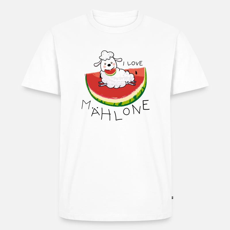 Sommer Schaf und Melone - Männer Premium Bio T-Shirt - Weiß