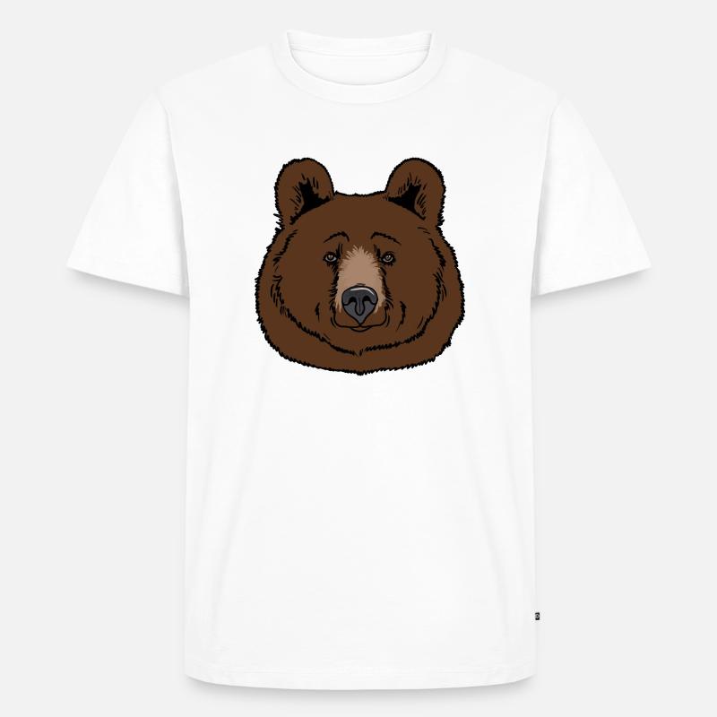 Braunbär Kopf - Männer Premium Bio T-Shirt - Weiß