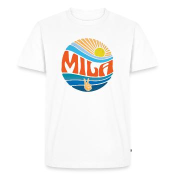 Mila Shirt Vintage Sunset Mila Groovy Tie Dye - T-shirt Premium bio Homme - blanc - Devant - Nico (187cm)
