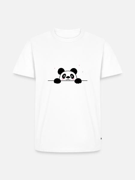 Lovable Panda mit Herzchen - Männer Premium Bio T-Shirt - Weiß