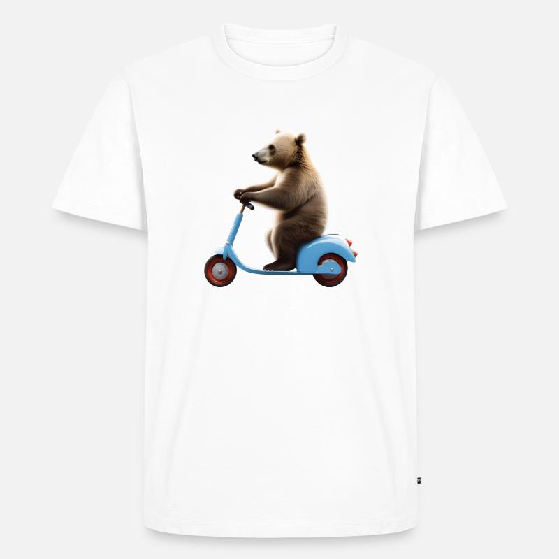 Bären-Roller - Männer Premium Bio T-Shirt - Weiß