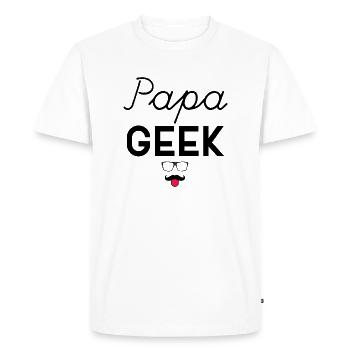 Papa Geek Humour Père Jeux Vidéo Informaticien - T-shirt Premium bio Homme - blanc - Devant - Nico (187cm)