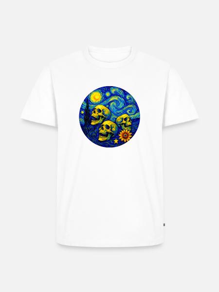 Van Gogh Skull - Men's Premium Organic T-Shirt - white