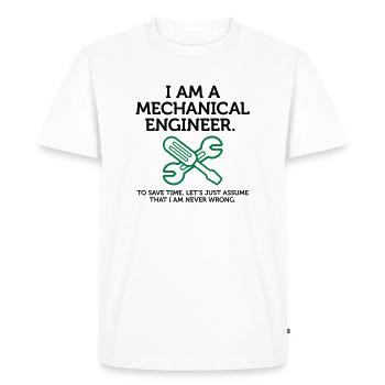 Je suis ingénieur et je ai toujours raison! - T-shirt Premium bio Homme - blanc - Devant - Nico (187cm)