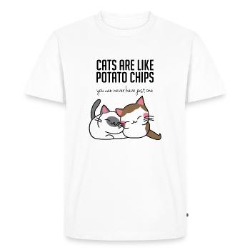 Cats: Cats are like potato chips ... - Men's Premium Organic T-Shirt - white - Front - Nico (187cm)