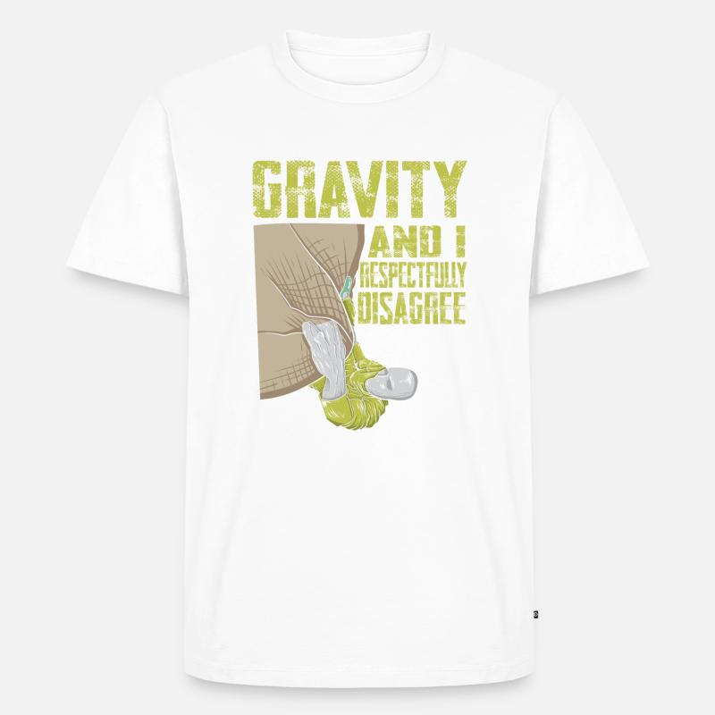Funny Climber Rock Climbing Gravity - Männer Premium Bio T-Shirt - Weiß