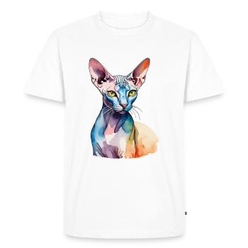 Sphynx Chat Aquarelles - T-shirt Premium bio Homme - blanc - Devant - Nico (187cm)