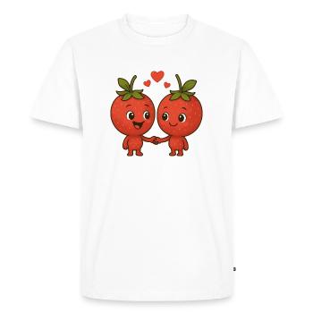 Fraises avec cœurs - T-shirt Premium bio Homme - blanc - Devant - Nico (187cm)