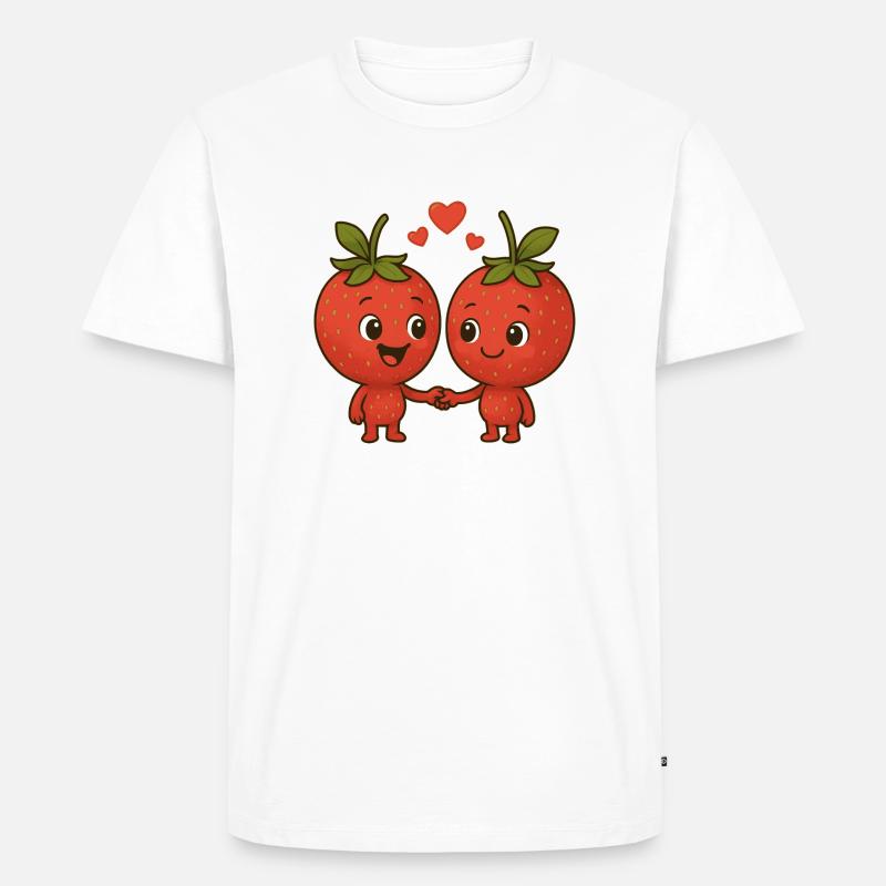 Strawberries with hearts - Men's Premium Organic T-Shirt - white