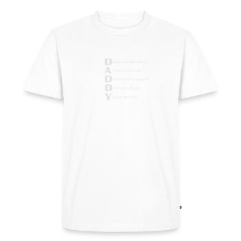 Poème DADDY avec texte gris - T-shirt Premium bio Homme - blanc - Devant - Nico (187cm)