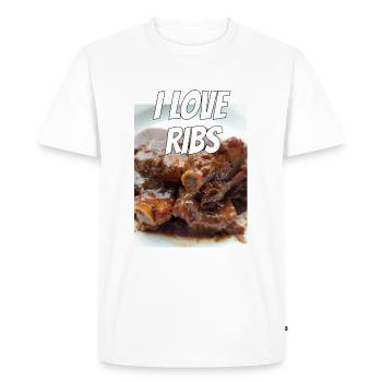 I love Ribs - Ich liebe Rippchen - Men's Premium Organic T-Shirt - white - Front - Nico (187cm)