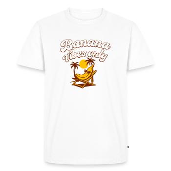 Banana Vibes Only – L’été peut arriver - T-shirt Premium bio Homme - blanc - Devant - Nico (187cm)