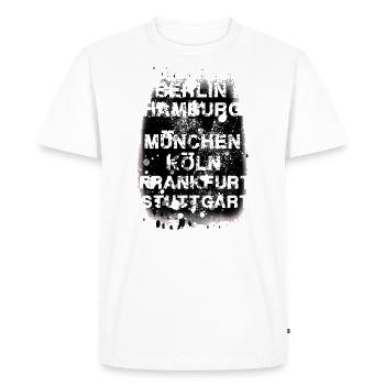 noir,villes allemandes,francfort,berlin,hambourg - T-shirt Premium bio Homme - blanc - Devant - Nico (187cm)