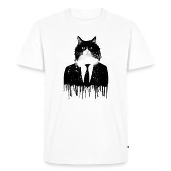 tuxedo, cat,suit,graffiti,tuxedokatze - Men's Premium Organic T-Shirt - white - Front - Nico (187cm)