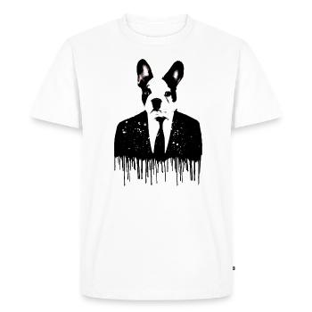 bulldog, dog, great dane, suit ,graffiti - Men's Premium Organic T-Shirt - white - Front - Nico (187cm)