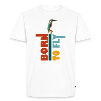 Born to fly, Oiseau Martin-pêcheur - T-shirt Premium bio Homme - blanc - Devant - Nico (187cm)