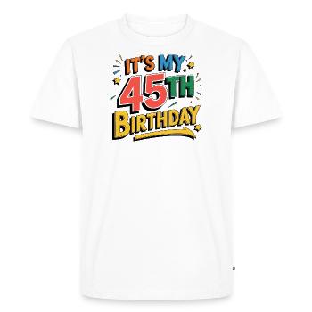 It's my 45th Birthday - T-shirt Premium bio Homme - blanc - Devant - Nico (187cm)