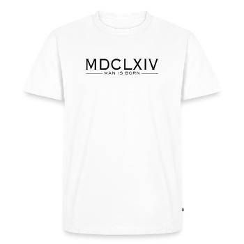 MDCLXIVmanisborn - Men's Premium Organic T-Shirt - white - Front - Nico (187cm)