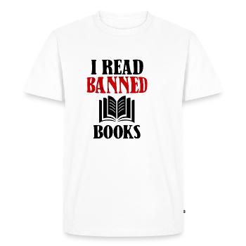 I Read Banned Books 29 - Men's Premium Organic T-Shirt - white - Front - Nico (187cm)