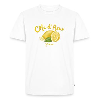 Côte d’Azur - Saint Tropez - Vacances - France - T-shirt Premium bio Homme - blanc - Devant - Nico (187cm)