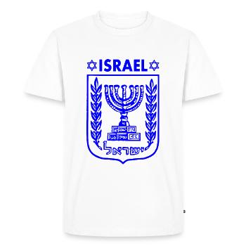 Menorah Armoiries d’Israël Armoiries d’Israël - T-shirt Premium bio Homme - blanc - Devant - Nico (187cm)