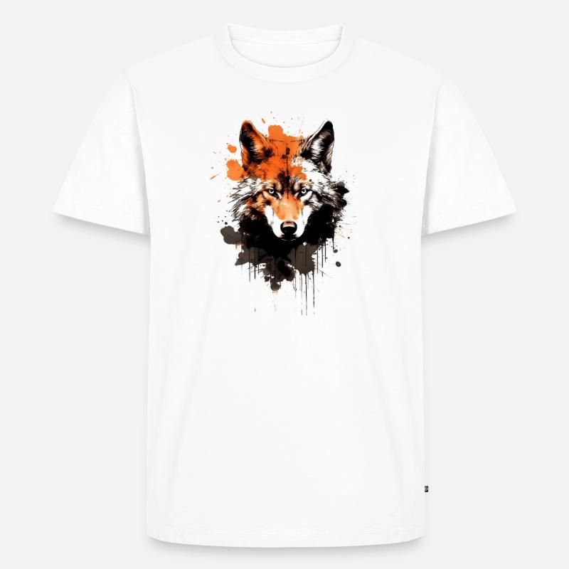 wolf - Männer Premium Bio T-Shirt - Weiß