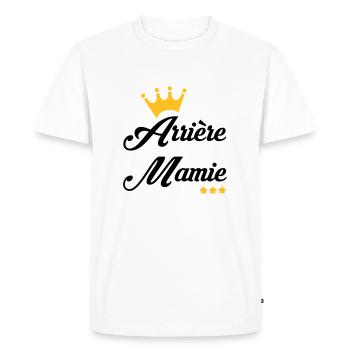 Mamie / Mamy / Grand Mere / Grand-Mère / Bébé - T-shirt Premium bio Homme - blanc - Devant - Nico (187cm)