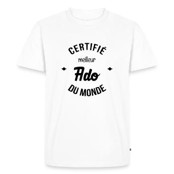 adolescent / enfant / ado / adolescente - T-shirt Premium bio Homme - blanc - Devant - Nico (187cm)