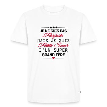 pas parfaite mais petite soeur - T-shirt Premium bio Homme - blanc - Devant - Nico (187cm)