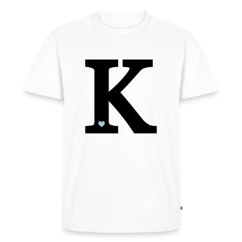 Lettre K initiale - T-shirt Premium bio Homme - blanc - Devant - Nico (187cm)