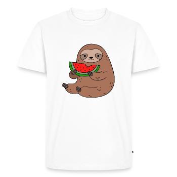 Sloth Watermelon Summer - Men's Premium Organic T-Shirt - white - Front - Nico (187cm)