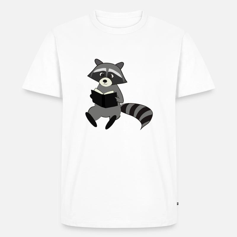 Waschbär liest Buch Geschenkidee - Männer Premium Bio T-Shirt - Weiß