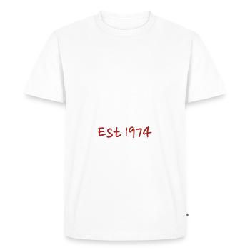 Créé à l’image de Dieu est 1974 - T-shirt Premium bio Homme - blanc - Devant - Nico (187cm)
