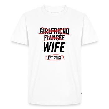 Girlfriend Fiancée Wife Est 2023 - Men's Premium Organic T-Shirt - white - Front - Nico (187cm)